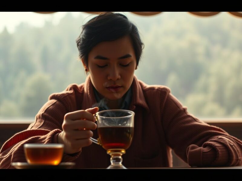 Tea in cup drinking