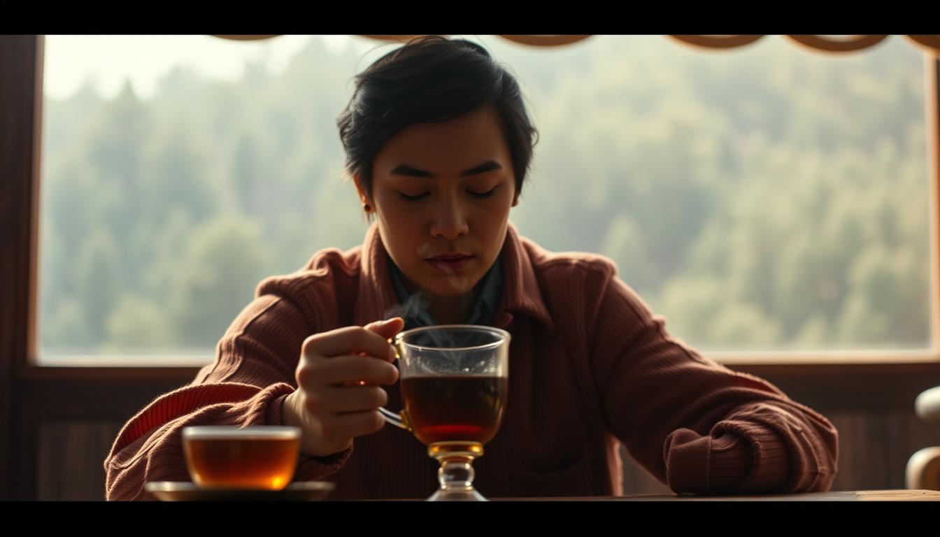 Tea in cup drinking